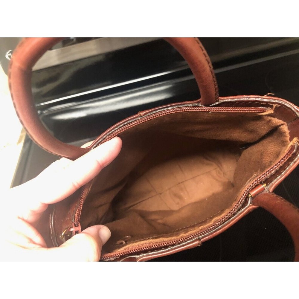 Etienne Aigner Brown Leather Small Top-Handle Tote - Picture 9 of 15